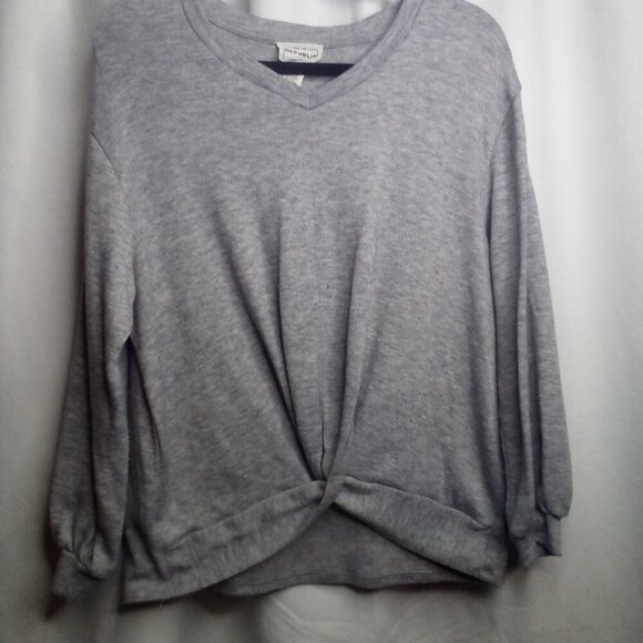 For The Republic Shirt M Women Long Sleeve Cross Front Gray - Picture 12 of 14